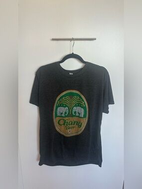 Chang Beer Graphic Tee - Dark Heather with Green & Gold Logo